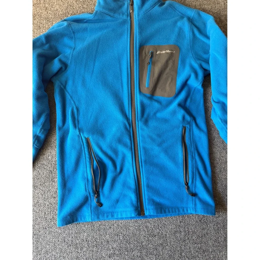 Eddie Bauer First Ascent Men's Blue Full Zip Fleece Jacket Stand-Up Collar Small